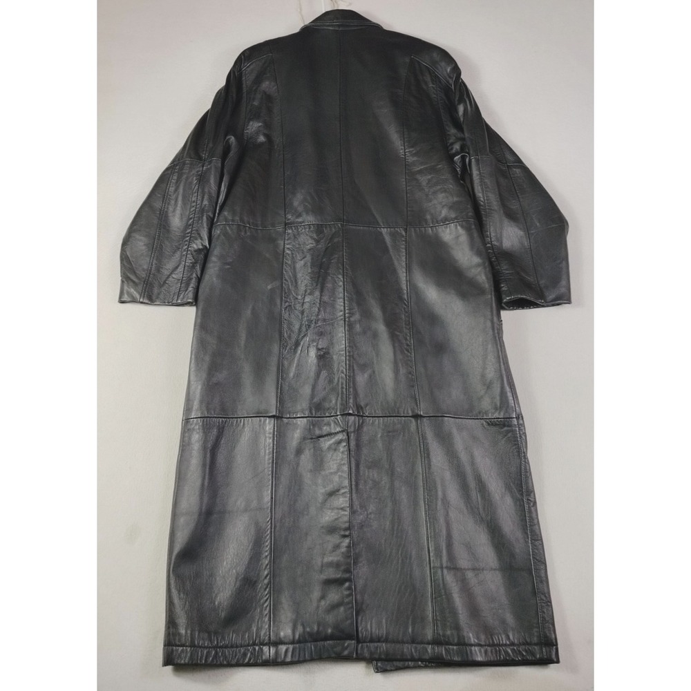 Vintage Preston & York Coat Womens Medium Black Leather Overcoat Thinsulate - Picture 2 of 12
